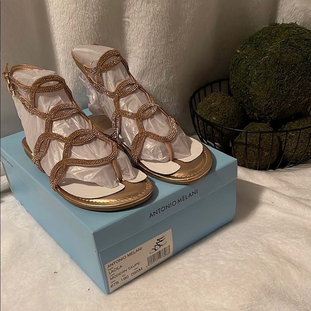 Antonio Melani Gold Strappy Sandals